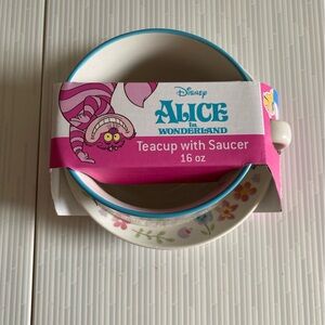 NWT Disney Alice in Wonderland Tea cup & Saucer Pink Blue NEW Mug Holidays 16oz.